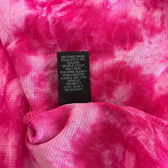 Avenue Womens Mesh Top Size 3X 22/24 Pink Tie Dye Square Neck Short Sleeve - Picture 10 of 10